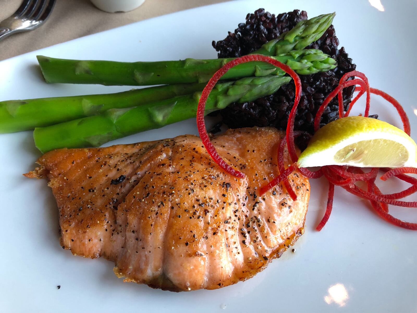 The Agave Glazed Salmon lunch portion at Club Oceano at The Greene.