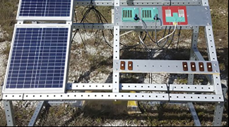 A Corrosion Environment Measurement System (CEMS-3000), set up by Corrosion Prognostics LLC and the Air Force Research Laboratory Corrosion Integrated Product Team at the Republic of Singapore Air Force Base, would provide corrosion data depicting the viability of non-chrome coatings in aggressive corrosion environments. (Courtesy photo)
