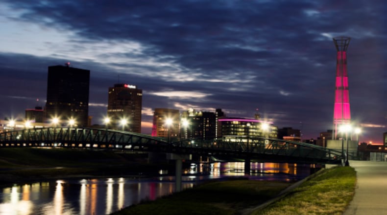 USA, Ohio, Dayton, Cityscape at evening