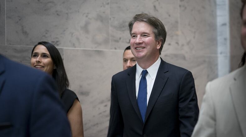 Judge Brett Kavanaugh, President Donald Trump’s nominee for the Supreme Court, leaves a meeting on Capitol Hill in Washington, July 30, 2018. Kavanaugh’s decision in 1998 to rejoin the Ken Starr investigation, after it had expanded to include the Monica Lewinsky case, has forever connected him to an inquiry that Democrats called a partisan witch hunt. (Erin Schaff/The New York Times)