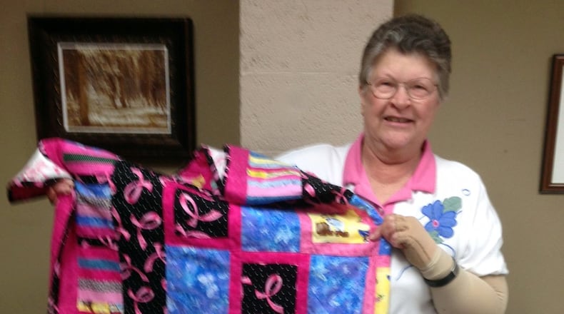 Mary Lou Mohlman has made a quilt for PALS for life for the past seven years and donated each to be raffled off for the annual fundraiser. Mohlman is dedicated to making quilts and pillows each year despite her struggles with ongoing cancer treatments. CONTRIBUTED