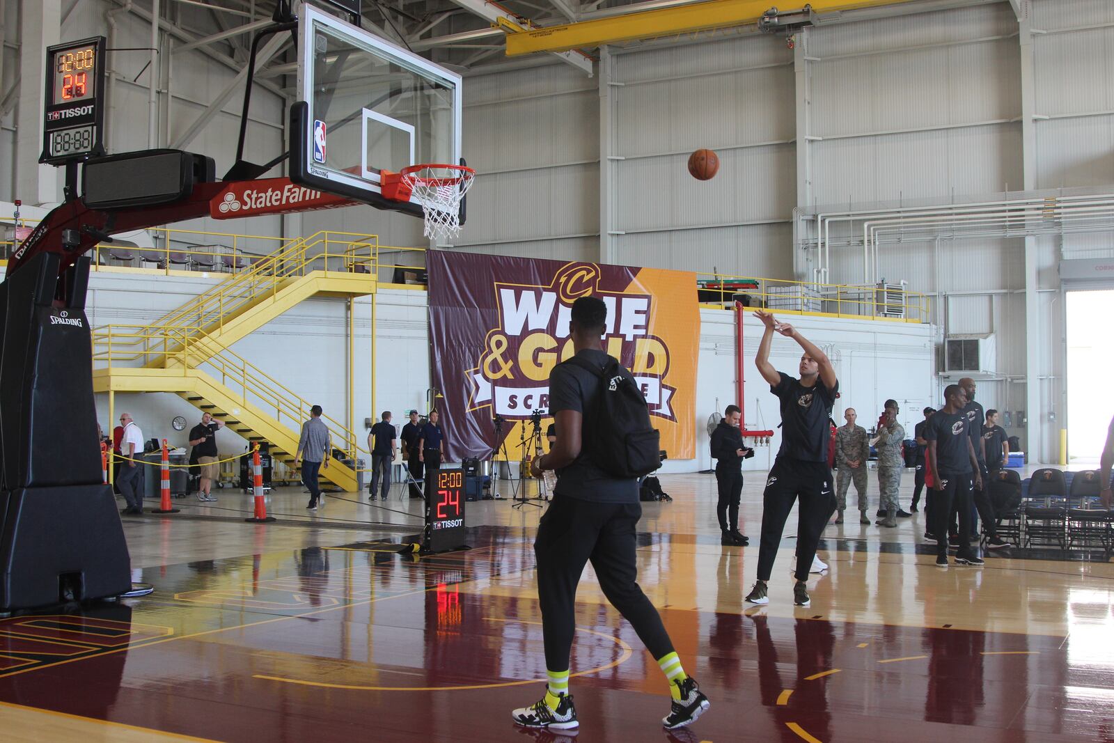 The Cleveland Cavaliers played their Wine and Gold Scrimmage on Sunday at Wright-Patterson Air Force Base. Mike Hartsock/STAFF