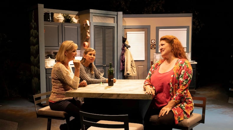 Left to right: Peggy Allen (Jo), Cassandra Engber (Mary) and Heidi A. Porter (Liz) in "Women in Jeopardy!" at Dayton Theatre Guild. CONTRIBUTED/RICK FLYNN