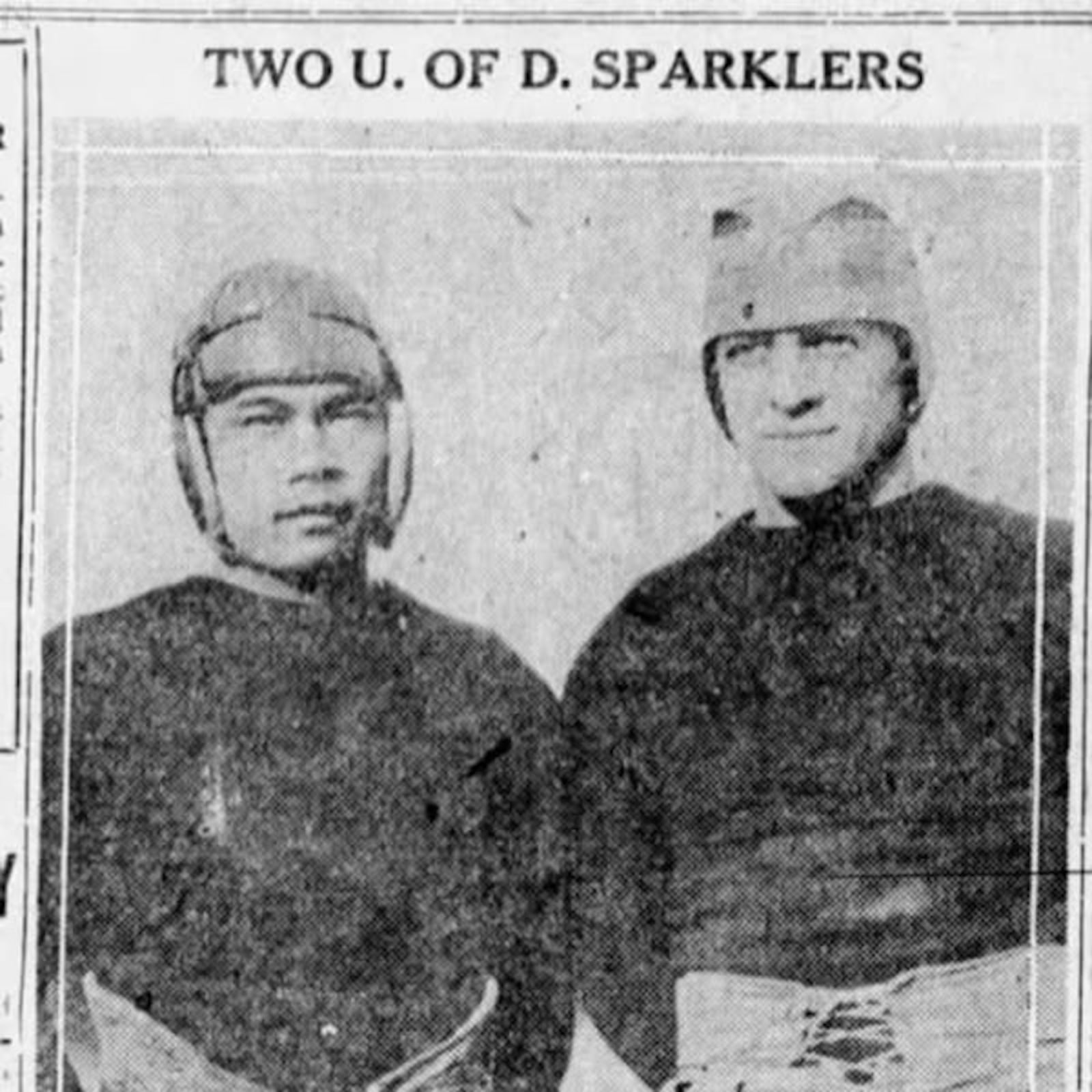 Halfback Sneeze Achiu (left) and quarterback Louie Mahrt were two of the stars of the Dayton Flyers football team in the mid-1920s. Achiu won All America Honorable Mention honors in 1926.  Walter Camp, the fabled player and coach, who is known as “The Father of American Football” for the way he shaped the games strategy and rules, singled out Achiu as one of the “great backs” of the time. FILE PHOTO