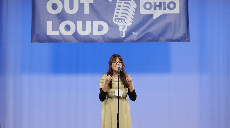 Xenia High School student Hiba Loukssi won first place at the Poetry Out Loud Ohio State Championship Friday, March 10, 2023. CONTRIBUTED