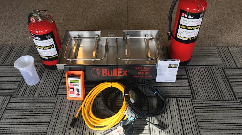 The VFW Post 3438 in West Carrollton recently donated a fire extinguisher training system to the West Carrollton Fire Department. CONTRIBUTED