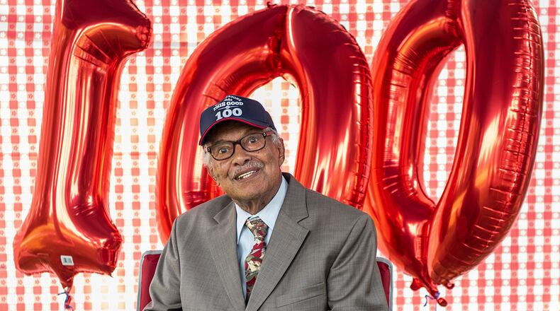 Willie Parker, an Air Force veteran who served during World War II and the Korean conflict, celebrates his 100th birthday July 20 at Thomas A. Cloud Park in Huber Heights. Parker retired from Wright-Patterson Air Force Base in 1967. U.S. AIR FORCE PHOTO/WESLEY FARNSWORTH