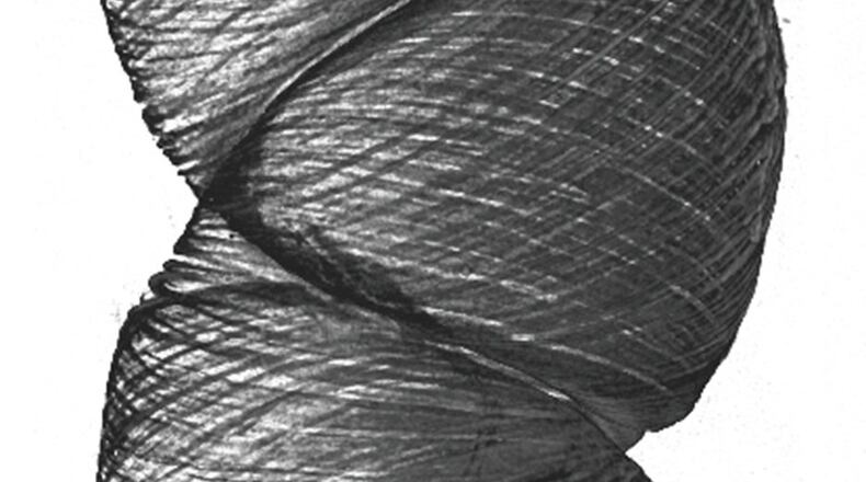 Scientists at the Air Force Research Laboratory are exploring the use of carbon nanotube-based twistron yarns for energy generation. This twistron yarn image, captured by X-ray tomography, is a 3-D rendering of the coiled nanotube fibers and provides information on the structures, defects and interfaces internal to the fibers at the nanoscale. By examining the twistron yarns at the micro-level, researchers hope to better understand the dynamic process of energy generation by the yarns under deformation. (U.S. Air Force photo/Matt Lucas)