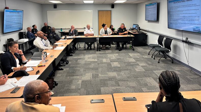 A use of force committee discusses the Dayton law department's proposed use of force policy in 2022. CORNELIUS FROLIK / STAFF