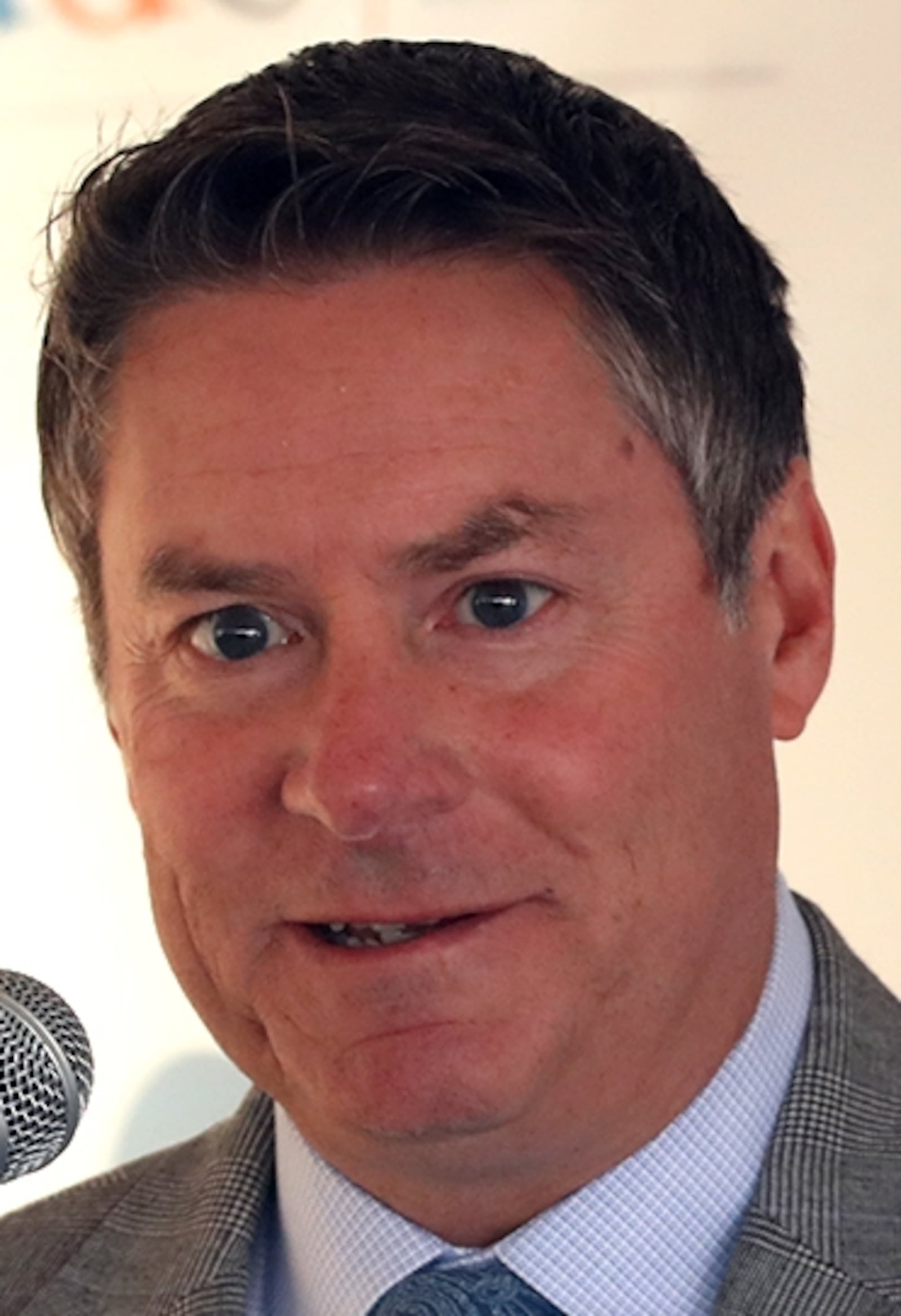 Mike McDorman, president of the Greater Springfield Partnership, speaks during a groundbreaking ceremony for the new Gabe's distribution center in this 2021 file photo. BILL LACKEY/STAFF