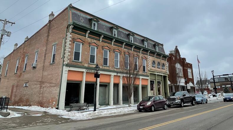 Developers hope to turn the Benkin Building in Tipp City into a pizzeria and arcade-style entertainment venue. AIMEE HANCOCK / STAFF