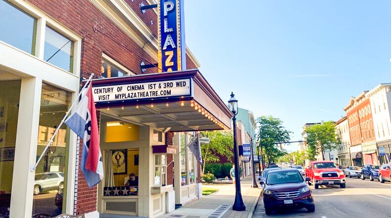 The historic Plaza Theatre in downtown Miamisburg. ERIC SCHWARTZBERG/STAFF