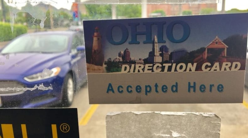 Food stamp funds are deposited onto Ohio Electronic Benefit Transfer Cards, or Ohio Direction Cards, which are accepted at many stores across the region. CORNELIUS FROLIK / STAFF