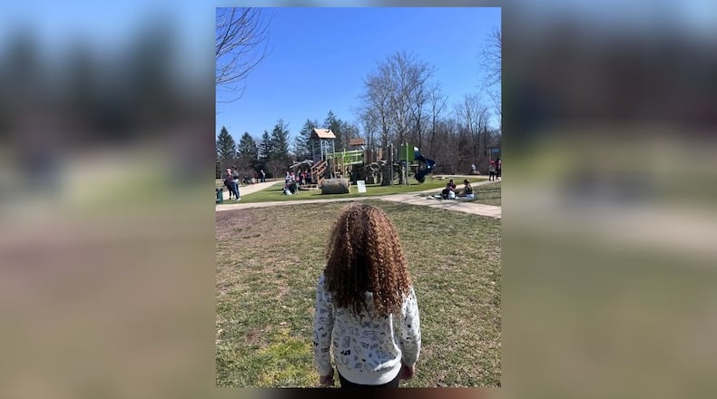 Jasmine heading to play at Forest Field Playground, Washington Twp. CONTRIBUTED
