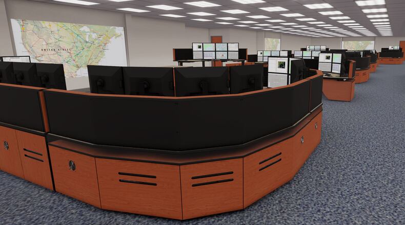 An image capture of a virtual reality oil refinery control room. CONTRIBUTED.