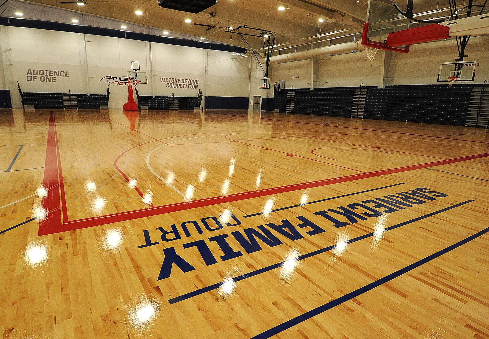 Inside the new Wooden Family Fieldhouse at the Athletes in Action Sports Complex 1197 S. Detroit St. in Xenia. MARSHALL GORBY\STAFF