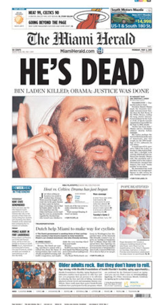 Newspapers report Osama bin Laden's death