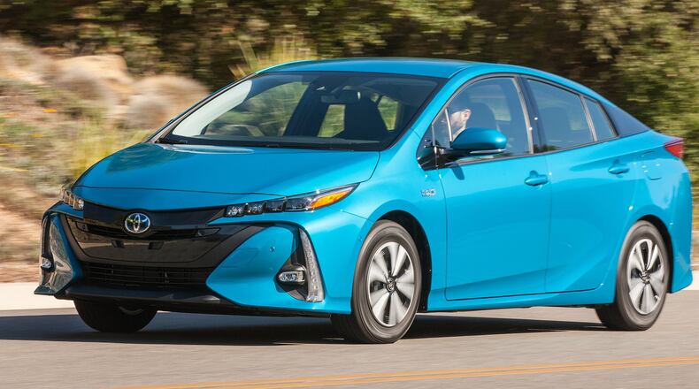 The 2017 Toyota Prius Prime represents a substantial 26 percent enhancement over its predecessor model, the Prius Plug-in Hybrid, the result of greater battery capacity and an improved hybrid system. Toyota photo