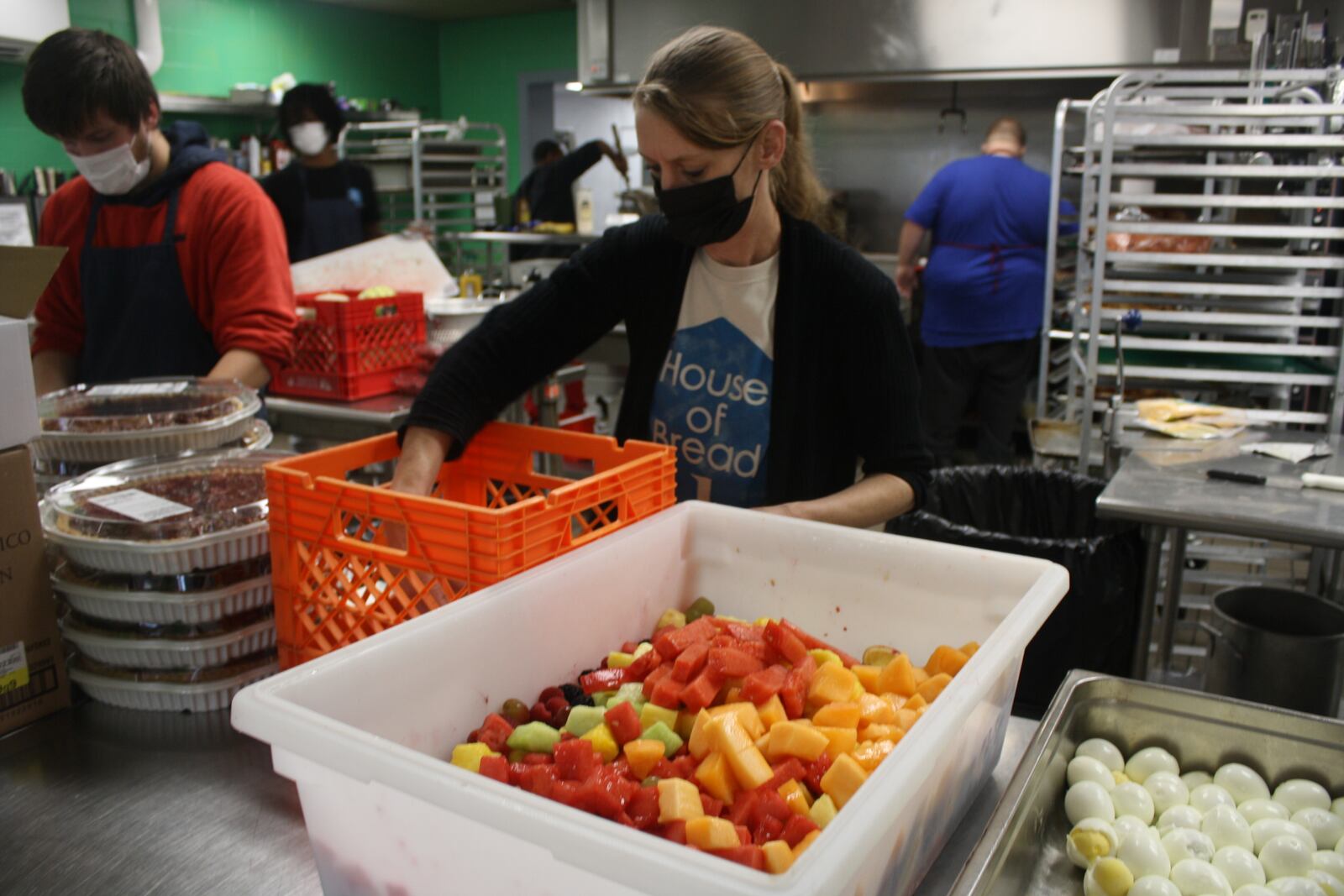 House of Bread kitchen manager Taraisa Fecke, kitchen manager, said preps for the Thanksgiving meal. KAITLIN SCHROEDER