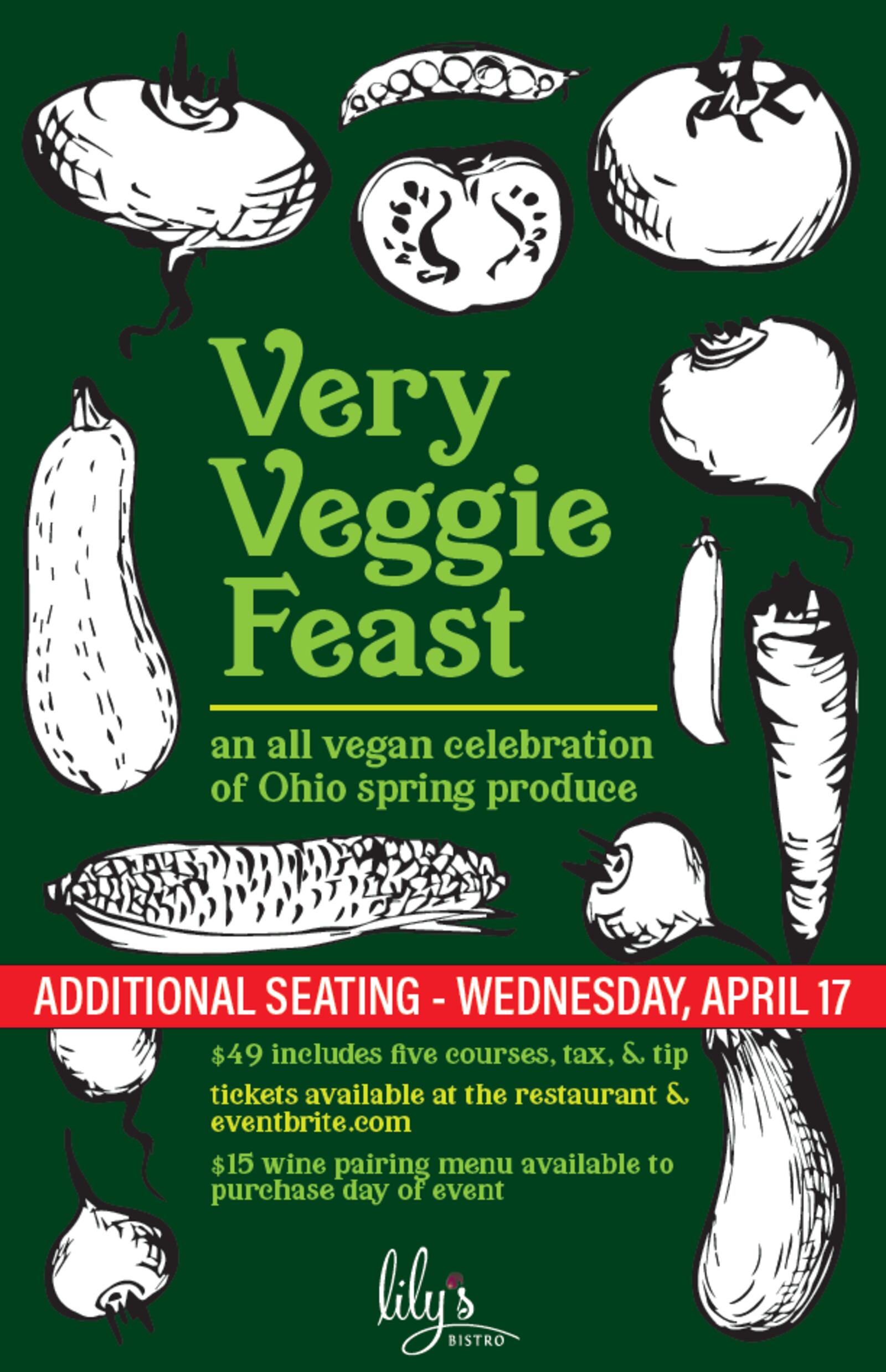 Event flyer for Lily's Bistro Very Veggie Feast 2019.