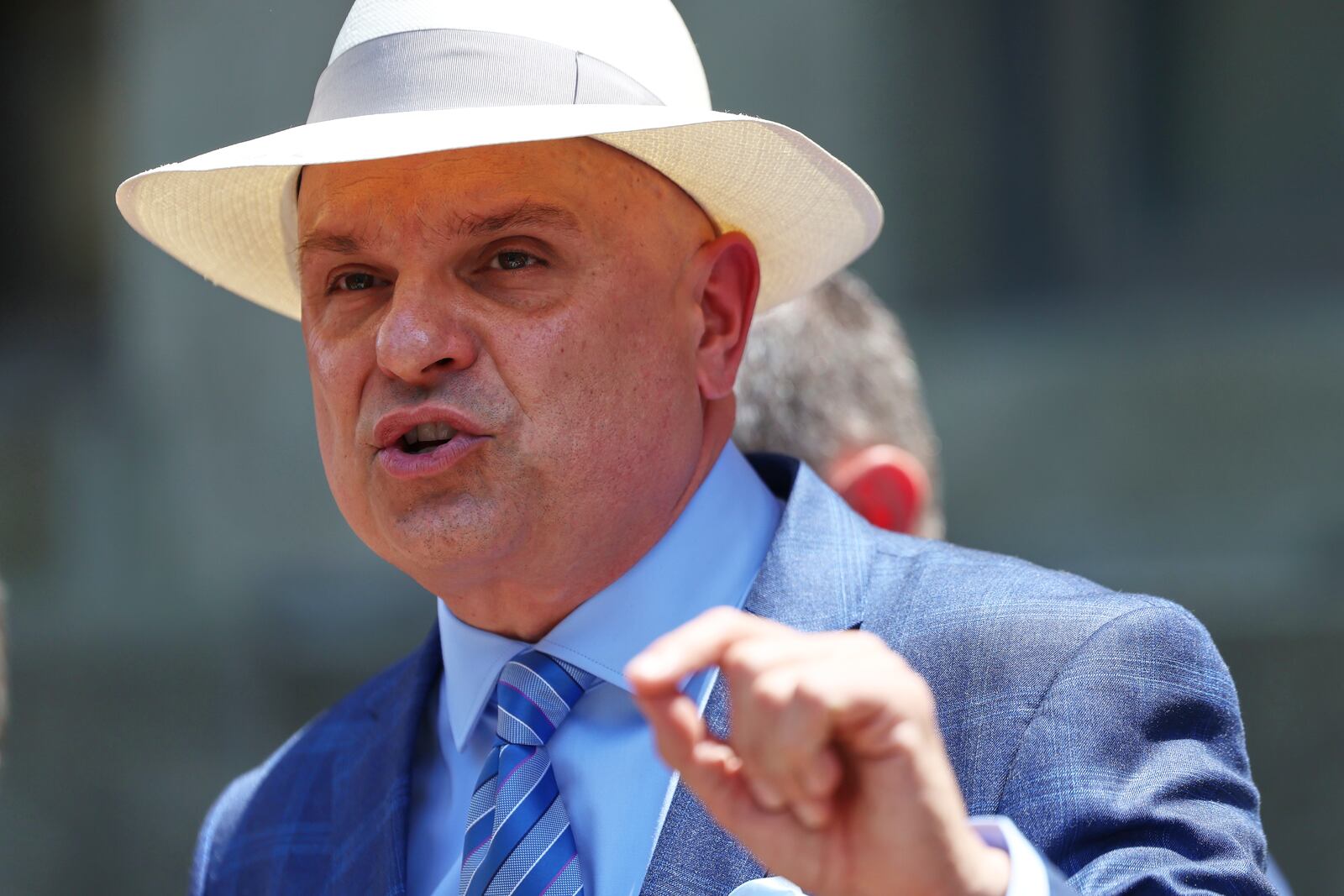 Arthur Aidala, defense attorney for Harvey Weinstein, speaks during a news conference outside Manhattan criminal court after the judge in Weinstein's sex crimes case declared a mistrial on the remaining rape charge after the jury foreperson said he wouldn't continue deliberating, Thursday, June 12, 2025, in New York. (AP Photo/Yuki Iwamura)