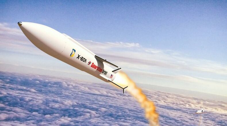 An artist’s sketch of an X-60A launch. (Courtesy illustration)