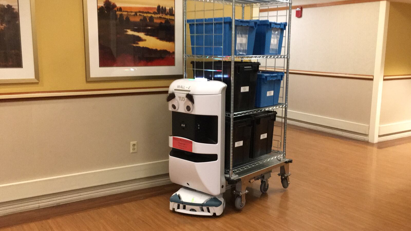 The TUG  nicknamed "WALL-E" out on a delivery. The Robots were introduced to Kettering Hospital in January 2018.