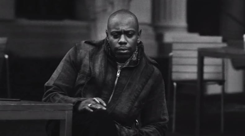 Screen grab from teaser promoting the comedian Dave Chappelle's two part comedy Netflix special.