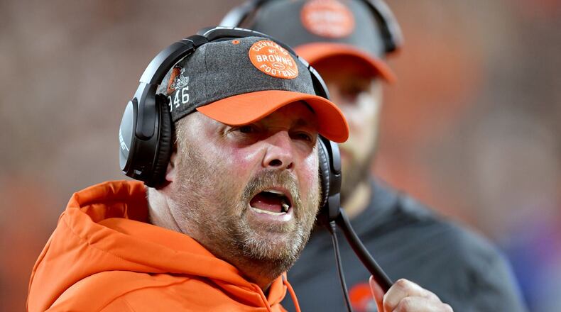 CLEVELAND, OHIO - SEPTEMBER 22: Head coach Freddie Kitchens of the Cleveland Browns yells while on the sidelines during the fourth quarter against the Los Angeles Rams at FirstEnergy Stadium on September 22, 2019 in Cleveland, Ohio. The Rams defeated the Browns 20-13. (Photo by Jason Miller/Getty Images)