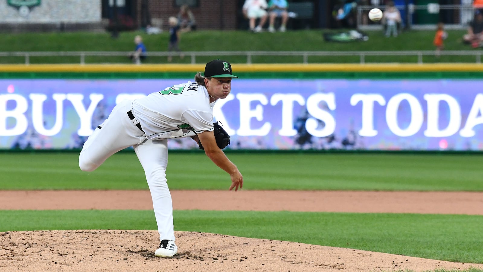 Luke Hayden allowed only one run in 5 2/3 innings to earn the win for the Dragons Wednesday night at Day Air Ballpark. JEFF GILBERT/CONTRIBUTED