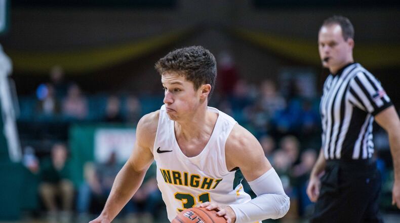 Wright State point guard Cole Gentry during Tuesday night’s game against Cedarville at the Nutter Center. Joseph Craven/CONTRIBUTED