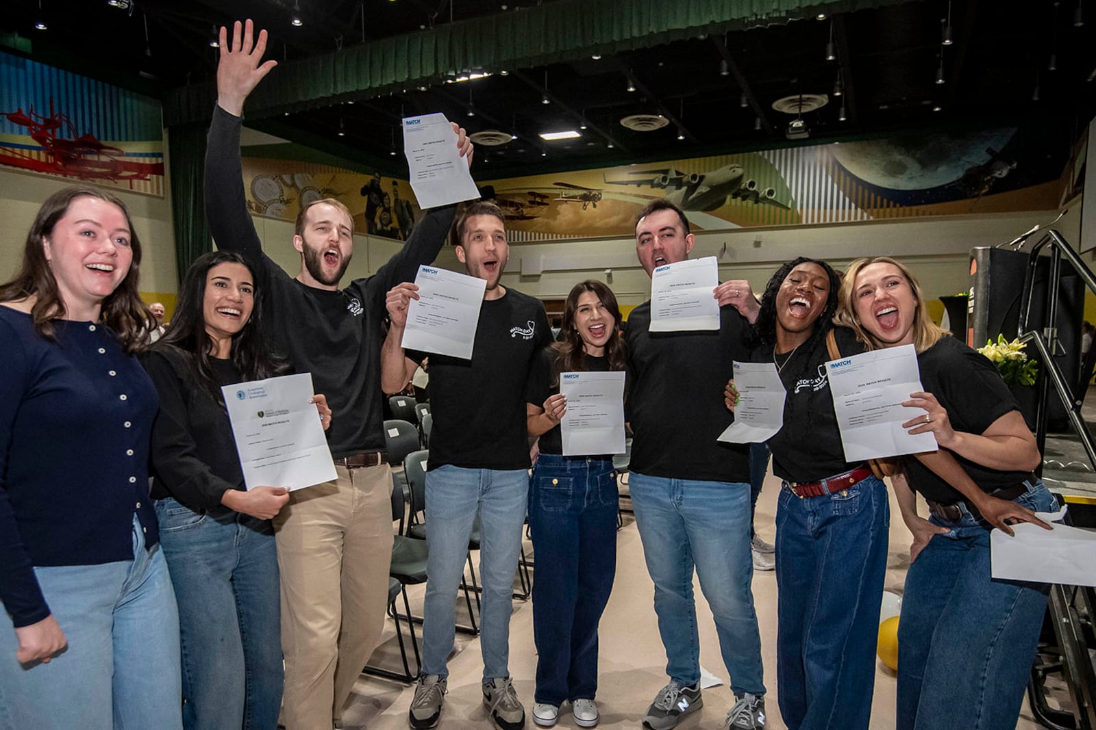 Medical students from the Wright State University Boonshoft School of Medicine celebrate their residency placements during Boonshoft's Match Day on March 20, 2026. COURTESY OF WRIGHT STATE UNIVERSITY