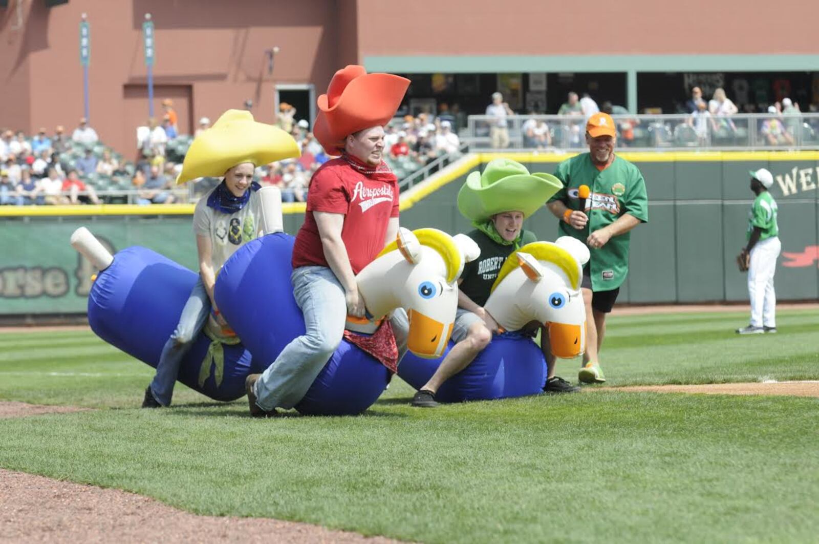 The Green Team pulls fans right from the stands for their on-field skits. If youre lucky, maybe theyll pick you next time.