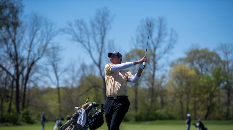 Wright State's Austin Schoonmaker hits a shot during the Wright State Invitational at Heatherwoode Golf Course. Joseph Craven/Wright State Athletics