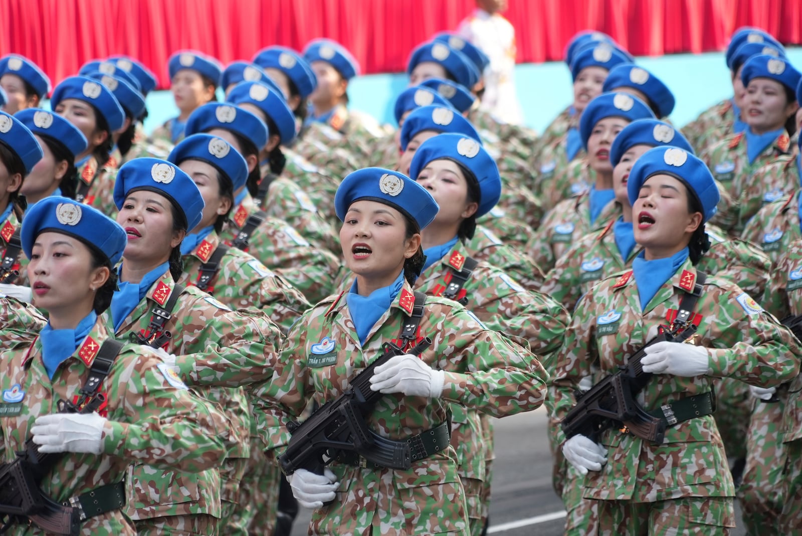 Vietnamese troops march during a parade to commemorate the 50th anniversary of the end of the Vietnam War in Ho Chi Minh City, Vietnam Wednesday, April 30, 2025. (AP Photo/Hau Dinh)