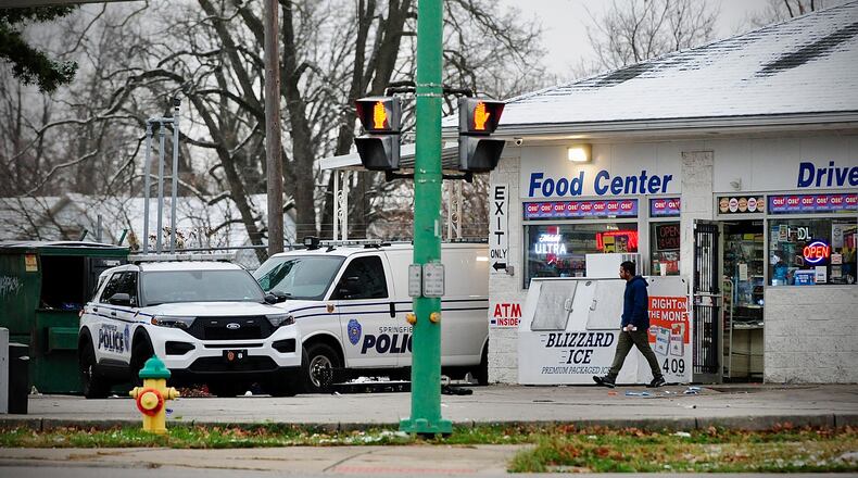 Officer involved, shooting Springfield at Sunoco station intersection of Selma Road and East St., Sunday morning November 13, 2022. MARSHALL GORBY \STAFF