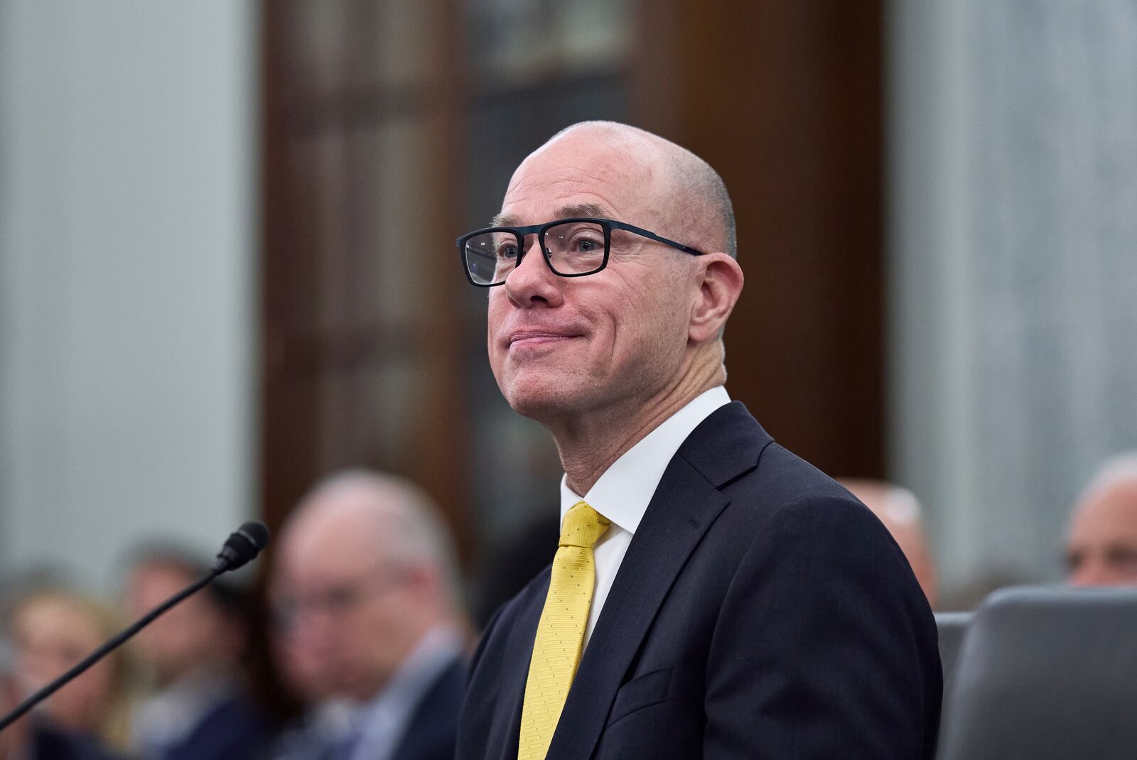Bryan Bedford, President Donald Trump's nominee to run the Federal Aviation Administration, testifies at the Senate Senate Commerce, Science, and Transportation Committee on Capitol Hill in Washington, Wednesday, June 11, 2025. (AP Photo/J. Scott Applewhite)