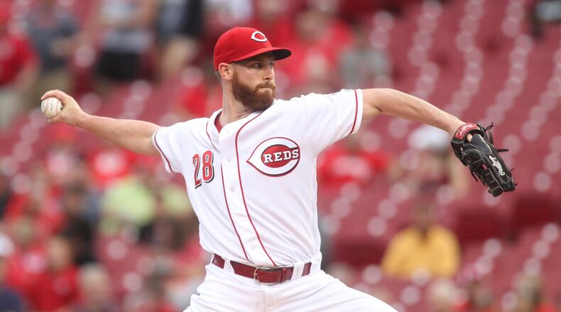 Reds starter Anthony DeSclafani pitches against the Marlins on Tuesday, Aug. 16, 2016, at Great American Ball Park in Cincinnati. David Jablonski/Staff
