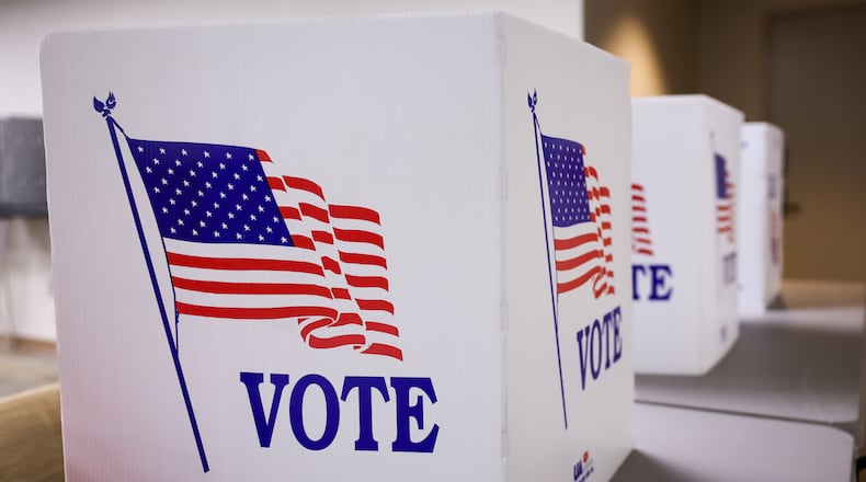 A view of voting privacy cubicles at Montgomery County Board of Elections on Tuesday, Oct. 7. BRYANT BILLING / STAFF