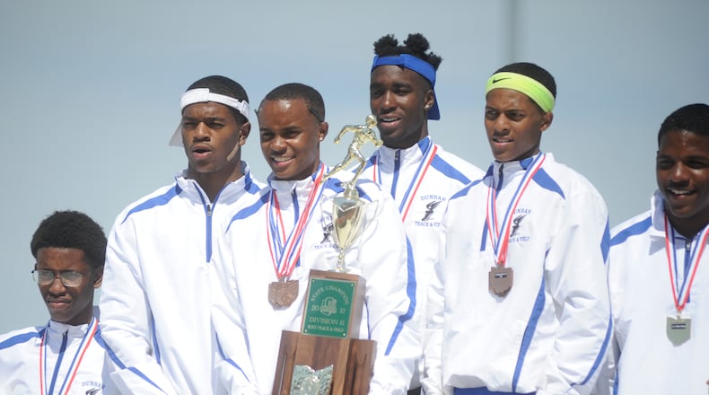 Dunbar won its 10th boys outdoor state track and field title, capturing a D-II championship at OSU’s Jesse Owens Memorial Stadium on Saturday, June 3, 2017. MARC PENDLETON / STAFF