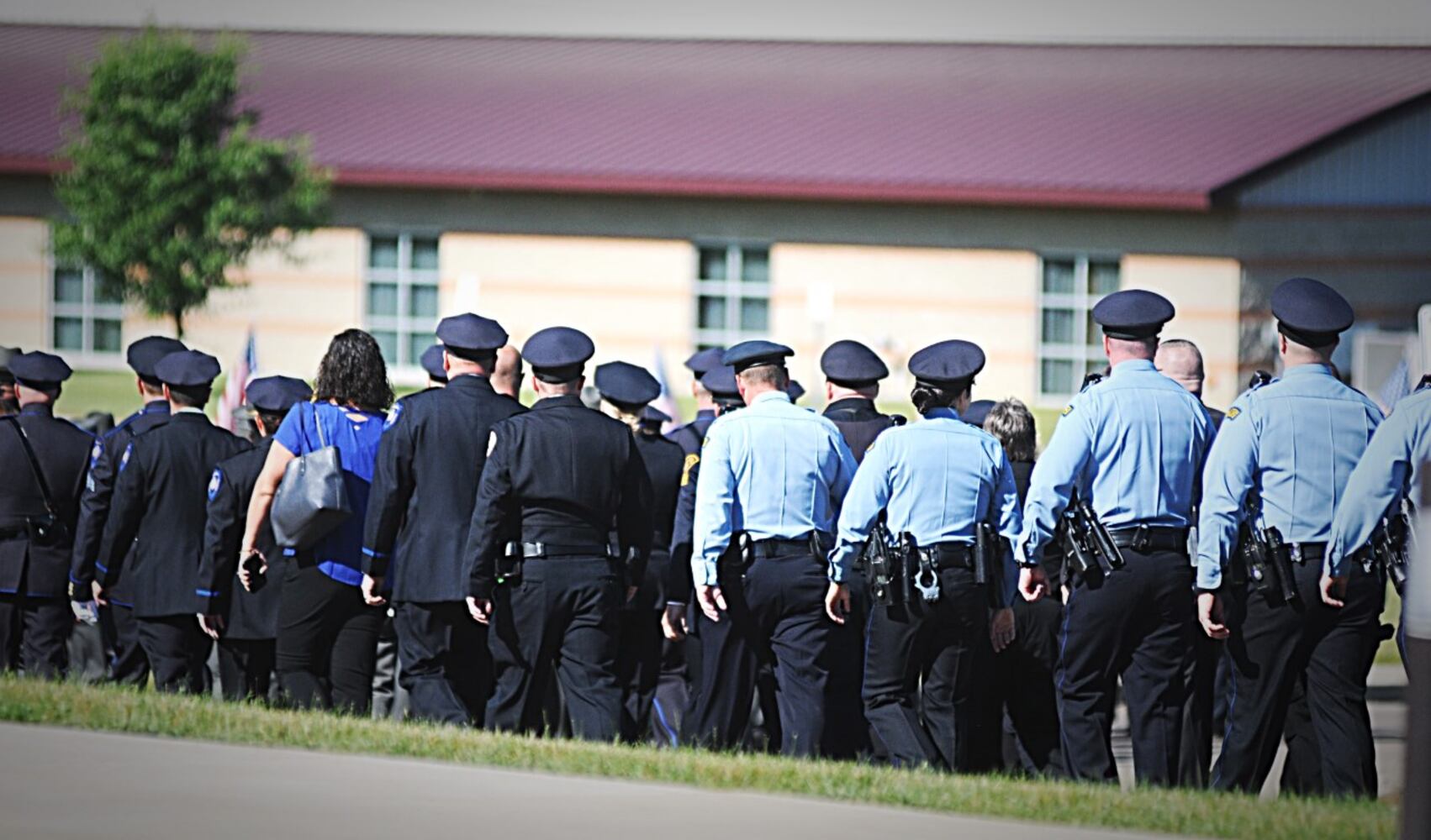 Law-enforcement showing respect for fallen officer