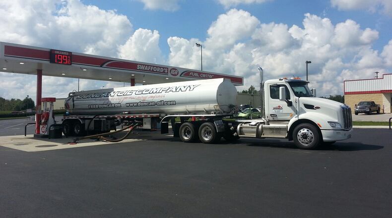 Ed Whittaker, stopped by Sam’s Club on Miller Lane to fill up his 1954 Chevy truck Tuesday. STAFF PHOTO / MARSHALL GORBY