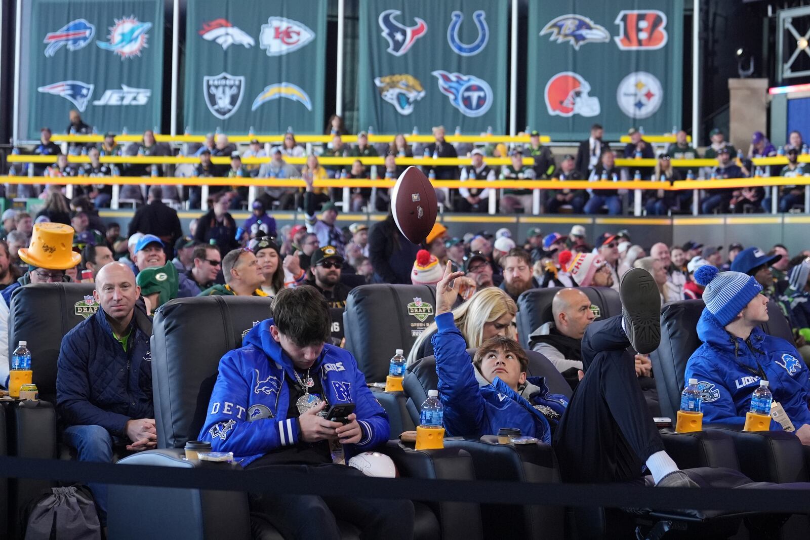 Fans attend the third day of the NFL football draft, Saturday, April 26, 2025, in Green Bay, Wis. (AP Photo/Jeff Roberson)