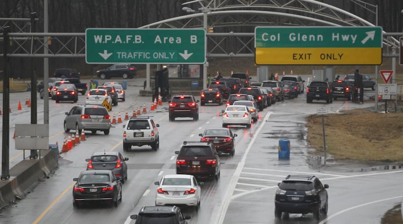 The Area B gate at Wright-Patterson Air Force Base during the morning rush.FILE