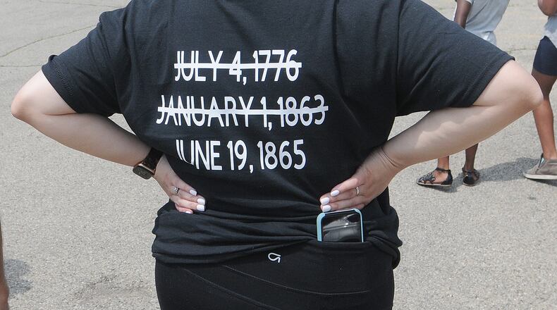 Freedom Schools scholars, their families, and staff spanning the program’s local presence of 15 years  joined together for singing, cheers and chants and celebration of Juneteenth Friday at the Richard Allen School. MARSHALL GORBY\STAFF