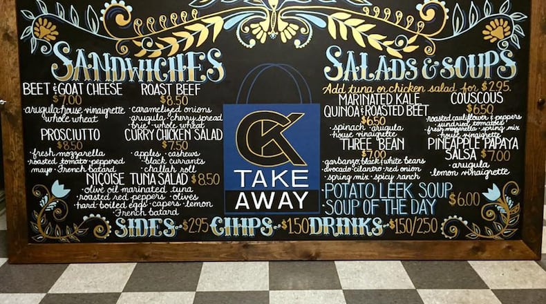 CK Take Away's menu board. The grab-and-go lunch spot opened its doors on Wednesday, June 22, 2016.