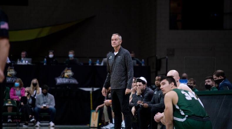 Wright State coach Scott Nagy looks on during the Raiders' game earlier this season vs. Lake Erie College. On Thursday, WSU defeated Purdue Fort Wayne in its Horizon League opener. Joe Craven/Wright State Athletics