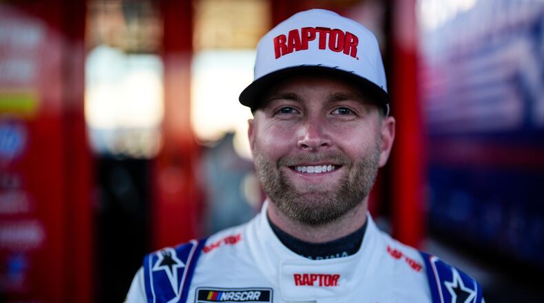 William Byron poses for a photo during practice at the NASCAR Daytona 500 auto races at Daytona International Speedway, Friday, Feb. 13, 2026, in Daytona Beach, Fla. (AP Photo/Mike Stewart)