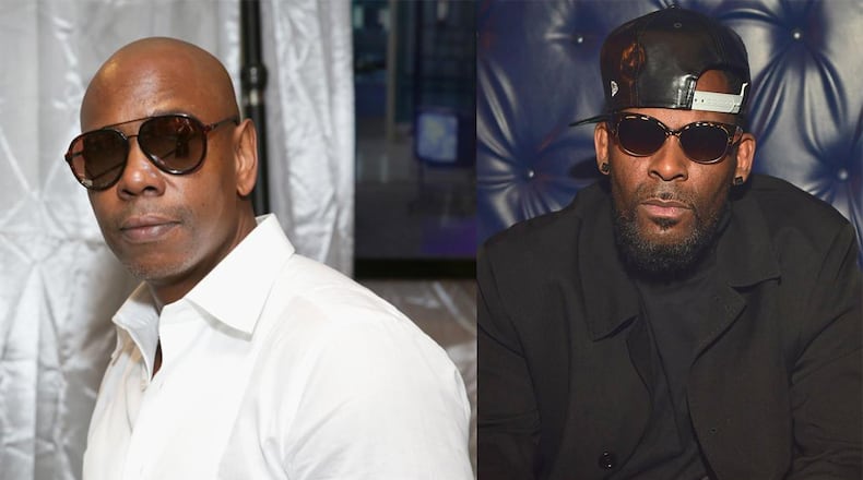Dave Chappelle (L)  photo by Rebecca Sapp/Getty Images for Backstage Creations. R. Kelly photo by WIREIMAGE.