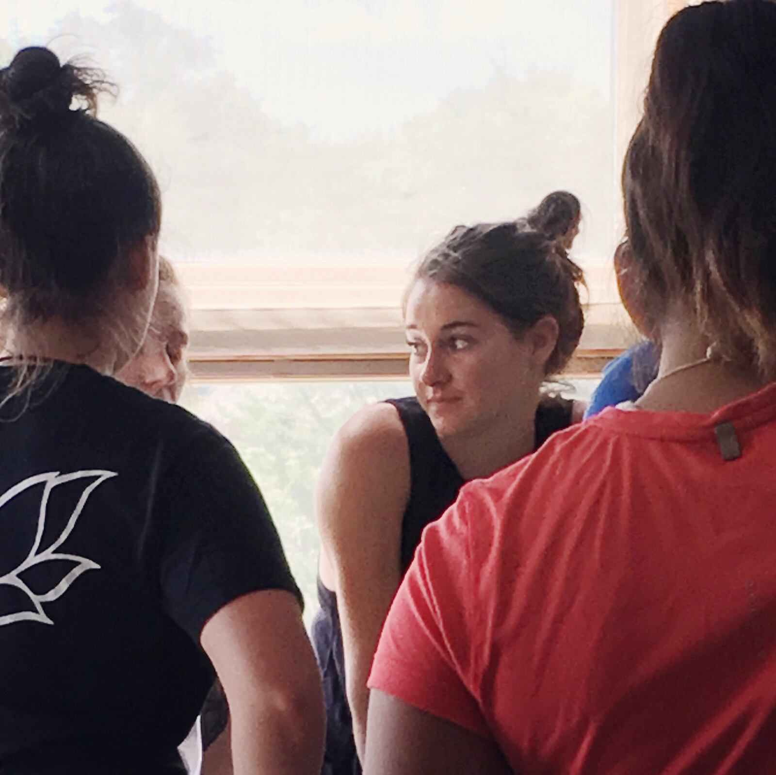 Actress Shailene Woodley stopped in Dayton to support a group of Lakota teens running from South Dakota to Washington DC in protest of a pipeline being built on their reservation. The two groups camped out overnight at SunWatch Indian Village and Archeological Site. (TABATHA WHARTON/STAFF)